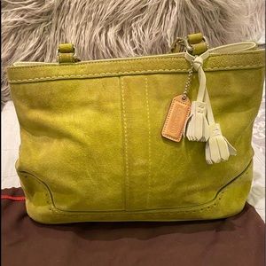 Vintage Coach Green Suede Shoulder Bag